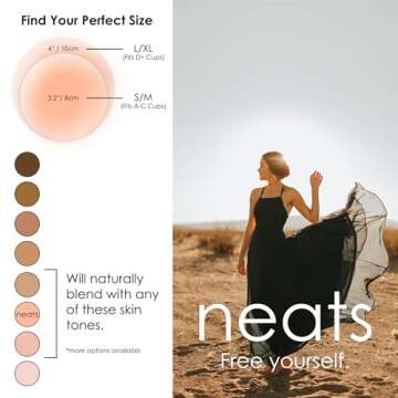 NEATS Nipple Covers for Women, Reusable & Hypoallergenic Adhesive Silicone Pasties (Champagne, 3.2 inch)