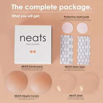 NEATS Nipple Covers for Women, Reusable & Hypoallergenic Adhesive Silicone Pasties (Champagne, 3.2 inch)