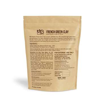 MB Herbals French Green Clay 8 oz | 0.5 lb / 227 Gram | 100% Pure Montmorillonite Clay | Absorbs Excess Oil | Detoxifies Skin | Recommended For Oily Skin | No Chemical Preservatives