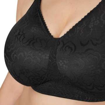 PLAYTEX Womens 18-hour Ultimate Lift & Support Wireless Full-coverage Bra, Everyday Comfort, Single 2-pack Bra, Black, 44G US