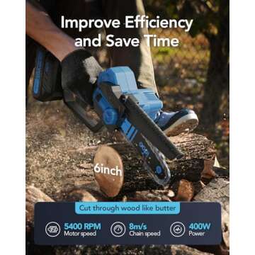 iDOO Mini Chainsaw 6inch, Birthday Gardening Gifts for Women Men, Cordless Battery Chain Saw Portabl...