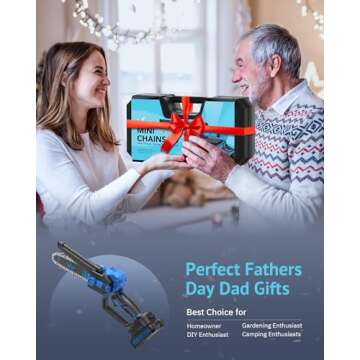 iDOO Mini Chainsaw 6inch, Birthday Gardening Gifts for Women Men, Cordless Battery Chain Saw Portable Camping Gear for Wood Cutting Tree Trimming (2 Batteries & 3 Chains), Blue