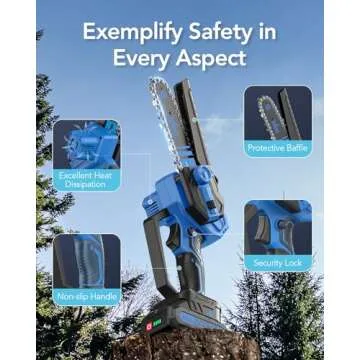 iDOO Mini Chainsaw 6inch, Birthday Gardening Gifts for Women Men, Cordless Battery Chain Saw Portable Camping Gear for Wood Cutting Tree Trimming (2 Batteries & 3 Chains), Blue