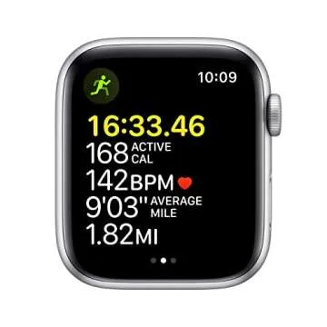Apple Watch SE 44mm Silver Aluminum GPS Sports Band Renewed