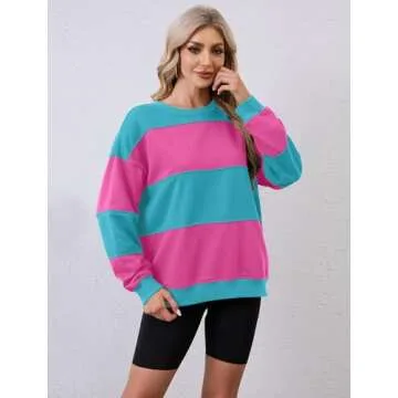 RONGCAT Women's Oversized Striped Sweatshirt Casual Fashion