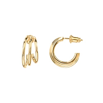 Stylish PAVOI 14K Gold Plated Huggie Earrings for Women