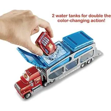 Mattel Disney and Pixar Cars Mack Toy Truck & Lightning McQueen Color-Change Car, Dip & Dunk Trailer with 2 Levels & 2 Water Tanks