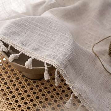 VOILYBIRD Short Curtains for Small Window Natural Linen Blended Farmhouse Curtains Country Style 45 Inch Length for Kitchen, W40 x L45, Natural, 2 Panels Set