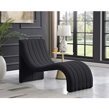 Meridian Modern Chaise with Soft Black Fabric