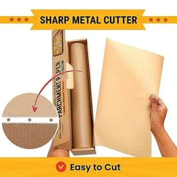 260 Sq.Ft Unbleached Parchment Paper for Baking – Roll with Cutter, Heavy Duty Non-Stick Brown Parchment for Baking, Cooking, Grilling, Steaming and Air Fryer, 15in x 210ft by Baker’s Signature
