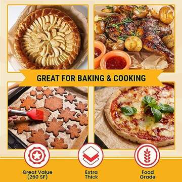 260 Sq.Ft Unbleached Parchment Paper for Baking – Roll with Cutter, Heavy Duty Non-Stick Brown Parchment for Baking, Cooking, Grilling, Steaming and Air Fryer, 15in x 210ft by Baker’s Signature