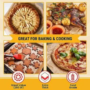 260 Sq.Ft Unbleached Parchment Paper for Baking – Roll with Cutter, Heavy Duty Non-Stick Brown Parchment for Baking, Cooking, Grilling, Steaming and Air Fryer, 15in x 210ft by Baker’s Signature