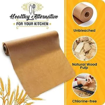 260 Sq.Ft Unbleached Parchment Paper for Baking – Roll with Cutter, Heavy Duty Non-Stick Brown Parchment for Baking, Cooking, Grilling, Steaming and Air Fryer, 15in x 210ft by Baker’s Signature