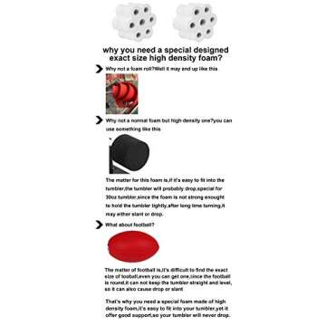 Masbros Cup Turner Foam Inserts Set Spinner Foams for 3/4" PVC Pipe Fit All Tumblers Bottles Cups with Mouth Opening Width from 2" to 4" (Set of 4 for 3/4" PVC Pipe, PVC Pipe Outer Diameter 1-1/16")