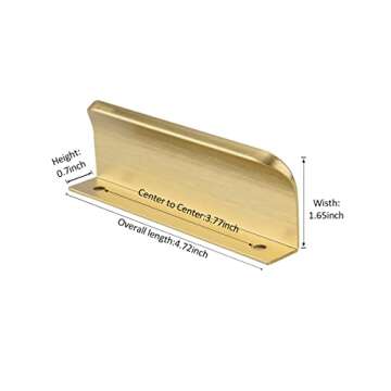 tulple Edge Finger Tab Pull for cabinets Kitchen Concealed Drawer pulls Aluminum Flat Hidden Back Mount Door Handle for Home 5Pack Modern Brushed Gold 4.72" Overall Length Easy Installation