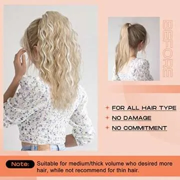 SEIKEA 18" Highlight Ponytail Extension Claw, PT002 Tia Long Multi Layered Fluffy Thick Wavy Jaw Clip in Fake Pony Tails Fake Hair Soft Natural Synthetic Hairpiece Dark Blonde White Blonde Highlights
