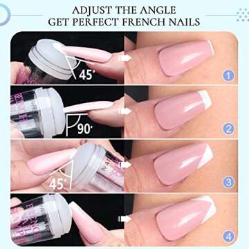 French Tip Nail Stamp - Ejiubas Nail Stamper, Professional Jelly Silicone Nail Stamper, 2PCS Nail Art Stamper, 2PCS Nail Scraper with 2PCS Replaceable Nail Stamper Heads Valentine's Day Gifts