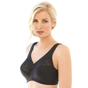 Glamorise Women's Full Figure MagicLift Embroidered Wirefree Bra #1016
