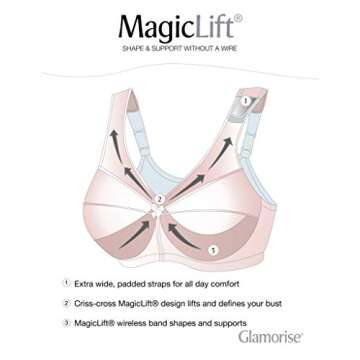 Glamorise Women's Full Figure MagicLift Embroidered Wirefree Bra #1016