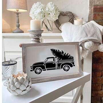 8Pcs Large Christmas Stencils-12x12 Inches Reusable Merry Christmas Stencils Including Candy Cane/Christmas Tree/Gingerbread/Reindeer/Jingle All The Way, Make Your Own Farmhouse Christmas Wood Signs