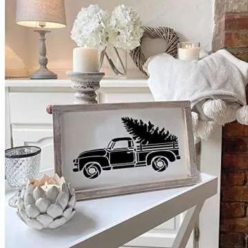 8Pcs Large Christmas Stencils-12x12 Inches Reusable Merry Christmas Stencils Including Candy Cane/Christmas Tree/Gingerbread/Reindeer/Jingle All The Way, Make Your Own Farmhouse Christmas Wood Signs