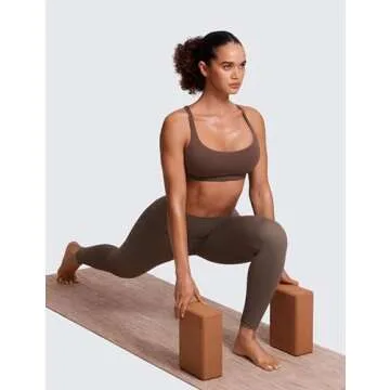 CRZ YOGA Strappy Sports Bras for Women - Criss Cross Back Wireless Padded Yoga Workout Cami Top Taupe X-Small