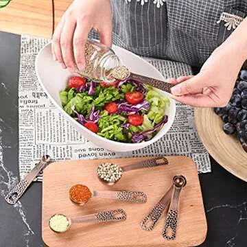 Copper & Stainless Steel Measuring Set - 5 Cups & 6 Spoons