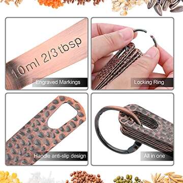 Copper & Stainless Steel Measuring Set - 5 Cups & 6 Spoons