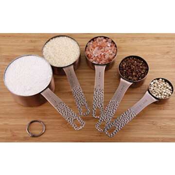 Copper & Stainless Steel Measuring Set - 5 Cups & 6 Spoons