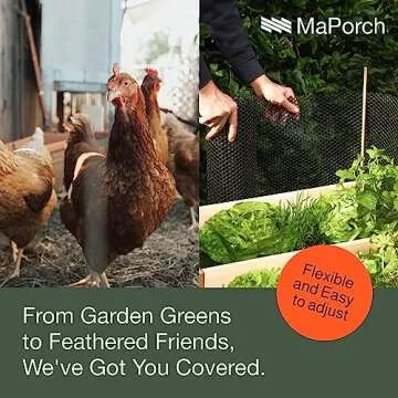 MaPorch Black Plastic Wire Mesh Fence - Snake Barrier for Poultry, Dogs,and Rabbit - 15.7IN x 10FT Roll Plastic Chicken Wire