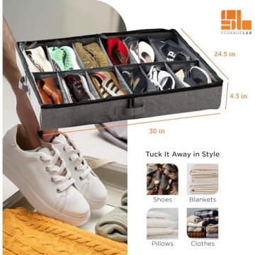 storageLAB Slim Under Bed Storage Containers for Shoes