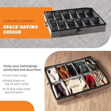 storageLAB Slim Under Bed Storage Containers for Shoes
