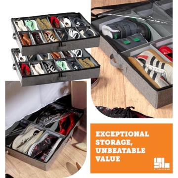 storageLAB Slim Under Bed Storage Containers for Shoes