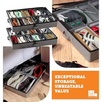 storageLAB Slim Under Bed Storage Containers for Shoes