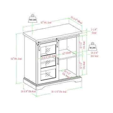 Walker Edison Weston 32 Inch Buffet Console with Glass Doors
