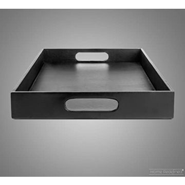 Elegant 18"x12" Black Faux Leather Decorative Tray