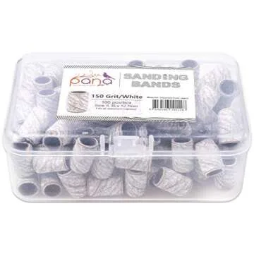 100 Pieces Large Nail Sanding Bands Professional Nail Manicure Great Fit for Nail Drill Bits for Acrylic Nails (150 Grit, Zebra)