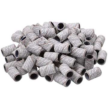 100 Pieces Large Nail Sanding Bands Professional Nail Manicure Great Fit for Nail Drill Bits for Acrylic Nails (150 Grit, Zebra)