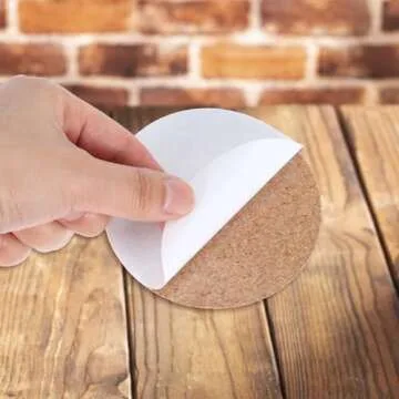 16 PCS Adhesive Cork for Coasters Cork Circle Cork Backing for Coasters Brown Thin Cork Sheets 3.54 Inch Round Backing Cork Tiles Mat with Strong Adhesive-Backed Mini Cork Board for DIY Coasters