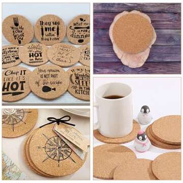 16 PCS Adhesive Cork for Coasters Cork Circle Cork Backing for Coasters Brown Thin Cork Sheets 3.54 Inch Round Backing Cork Tiles Mat with Strong Adhesive-Backed Mini Cork Board for DIY Coasters