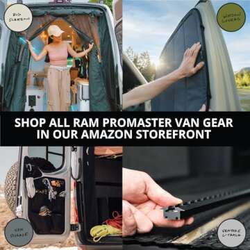 VanEssential REAR DOOR BUG SCREEN ONLY Designed for Ram Promaster HIGH ROOF ONLY - CENTER ZIPPER CLOSURE