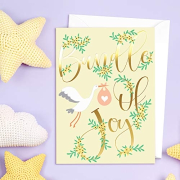 Baby Shower Card Pack - 24 Unisex Designs & Gold Print