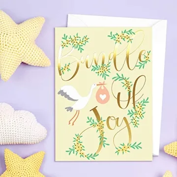 Baby Shower Card Pack - 24 Unisex Designs & Gold Print