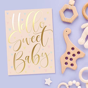 Baby Shower Card Pack - 24 Unisex Designs & Gold Print