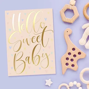 Baby Shower Card Pack - 24 Unisex Designs & Gold Print