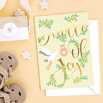 Baby Shower Card Pack - 24 Unisex Designs & Gold Print