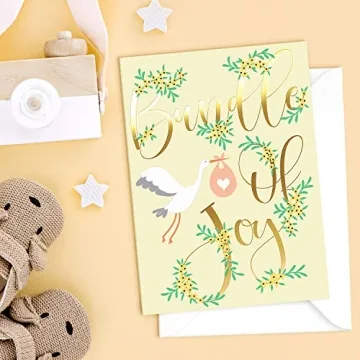 Baby Shower Card Pack - 24 Unisex Designs & Gold Print