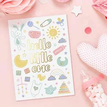 Baby Shower Card Pack - 24 Unisex Designs & Gold Print