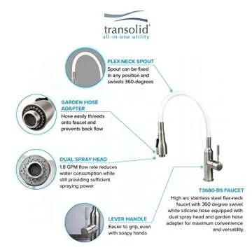 Transolid TC-2420-WC 24-in. All-in-One Laundry/Utility Sink Kit, White/Stainless Steel