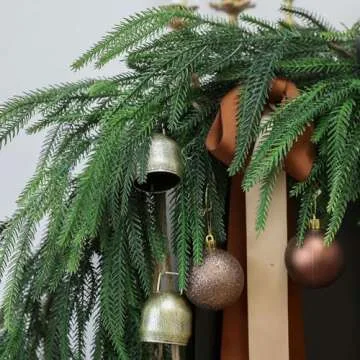 MIZII Christmas Garlands 6FT Artificial Norfolk Pine Garland Real Touch Faux Norfolk Pine Garland Greenery Garland Christmas Decoration for Xmas Indoor Outdoor Home Decor (6FT)